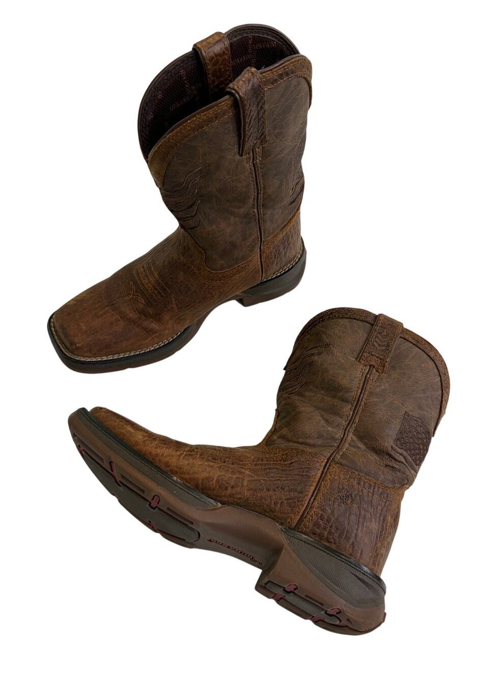 Durango Distressed Flag Western Boot Acorn Kids Size 3 Boys 8" Boots Leather